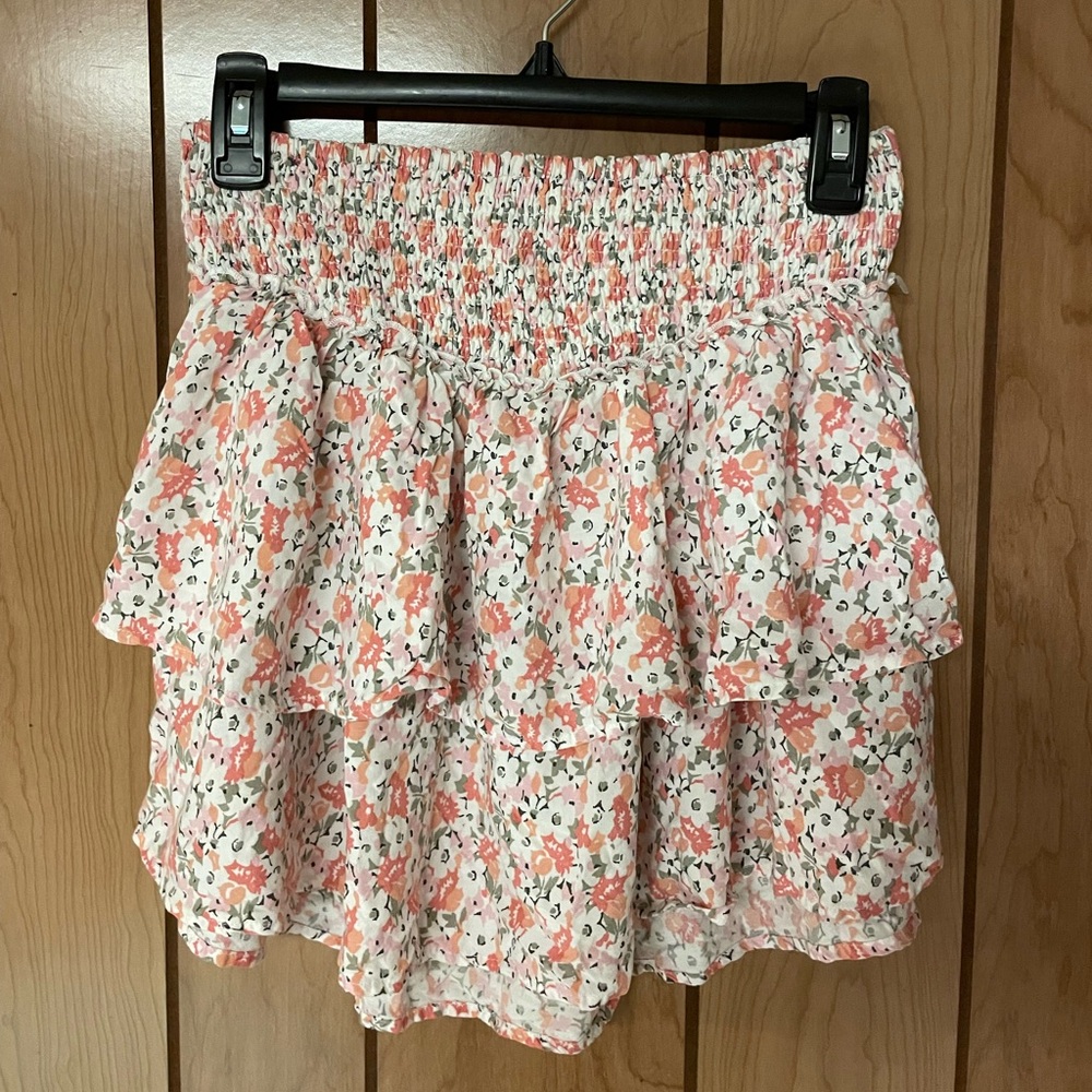 Floral Ruffle Skirt - Pink and White